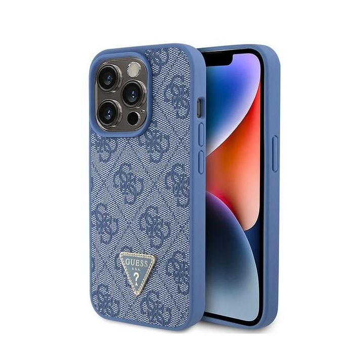 Guess GUHCP15LP4TDPB iPhone 15 Pro 6.1" niebieski/blue hardcase Leather 4G Triangle Strass na NearMe.pl