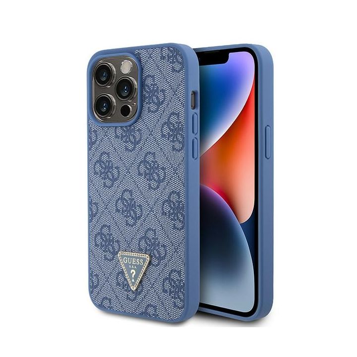 Guess GUHCP15XP4TDPB iPhone 15 Pro Max 6.7" niebieski/blue hardcase Leather 4G Triangle Strass na NearMe.pl