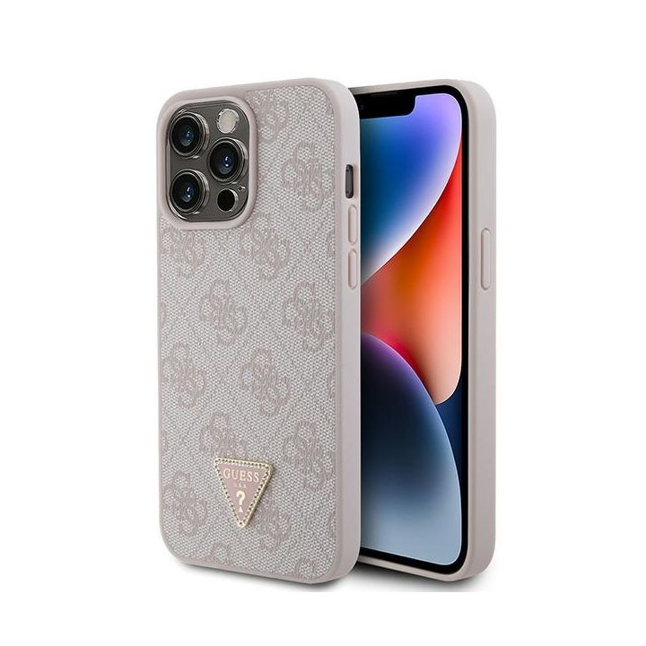 Guess GUHCP15XP4TDPP iPhone 15 Pro Max 6.7" różowy/pink hardcase Leather 4G Diamond Triangle na NearMe.pl