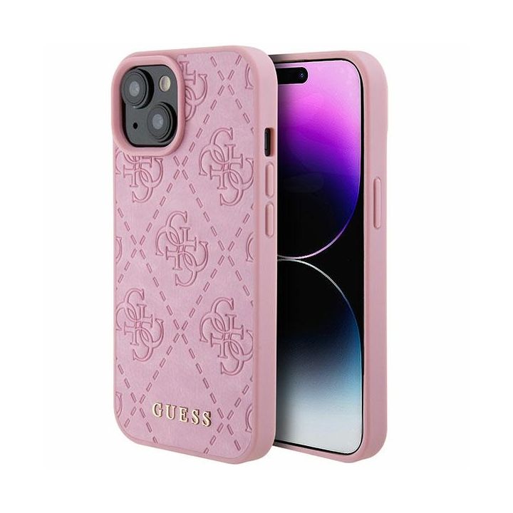 Guess GUHCP15SP4EPMP iPhone 15 / 14 / 13 6.1" różowy/pink hardcase Leather 4G Stamped na NearMe.pl