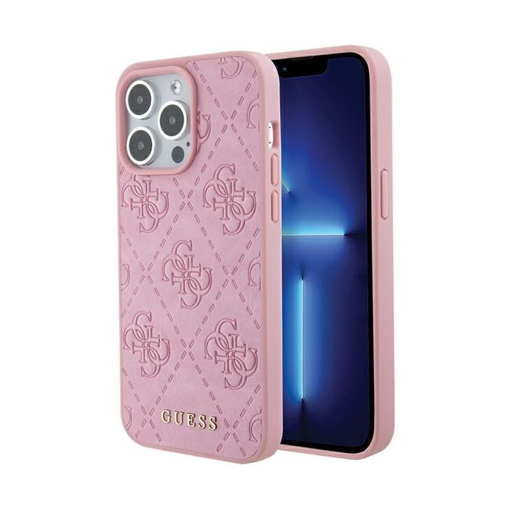Guess GUHCP15XP4EPMP iPhone 15 Pro Max 6.7" różowy/pink hardcase Leather 4G Stamped na NearMe.pl