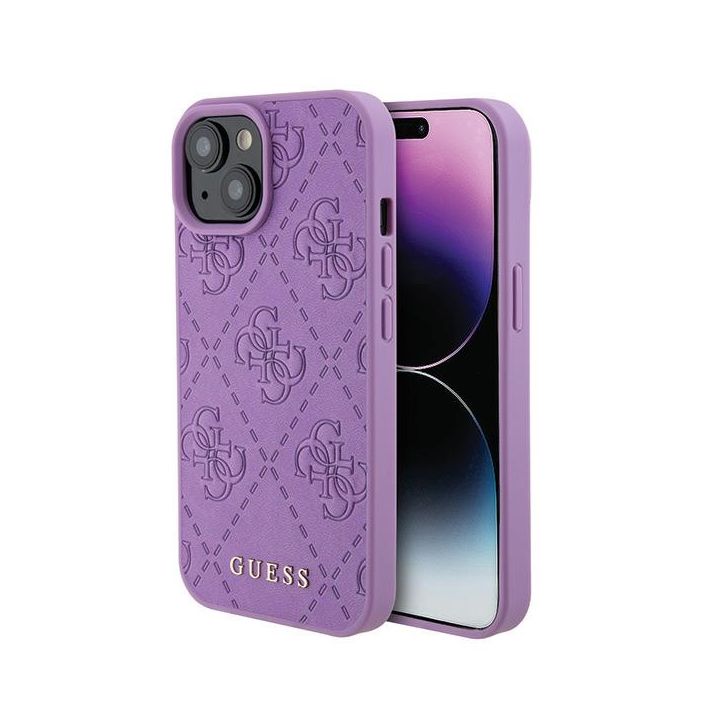 Guess GUHCP15SP4EPMU iPhone 15 / 14 / 13 6.1" fioletowy/light purple hardcase Leather 4G Stamped na NearMe.pl