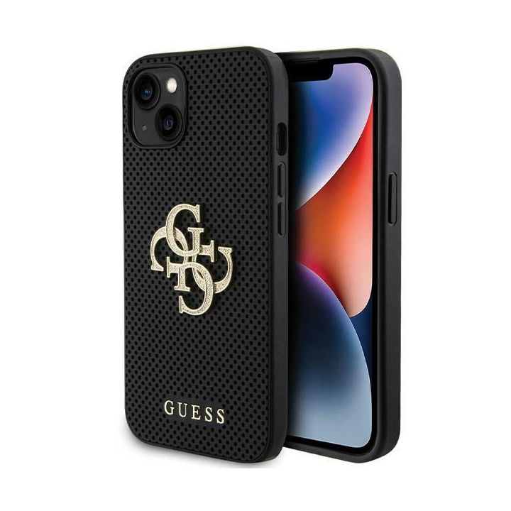 Guess GUHCP15SPSP4LGK iPhone 15 / 14 / 13 6.1" czarny/black hardcase Leather Perforated 4G Glitter Logo na NearMe.pl