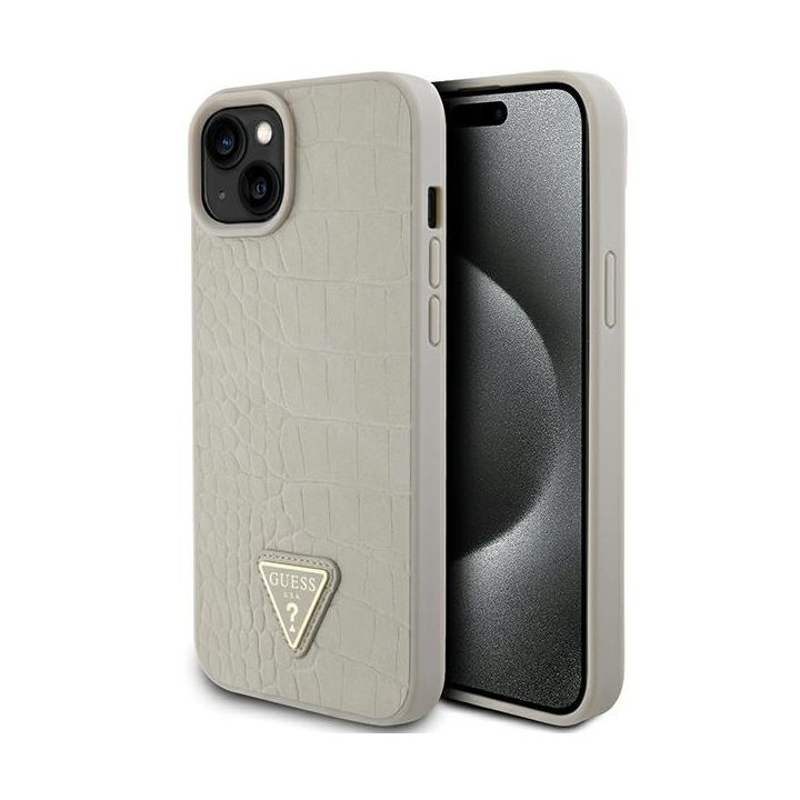 Guess GUHCP15SPCRTHCD iPhone 15 / 14 / 13 6.1" złoty/gold hardcase Croco Triangle Metal Logo na NearMe.pl
