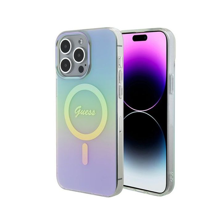 Guess GUHMP15XHITSQ iPhone 15 Pro Max turkusowy/turquoise hardcase IML Iridescent MagSafe na NearMe.pl