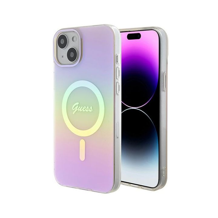 Guess GUHMP15MHITSP iPhone 15 Plus / 14 Plus 6.7" różowy/pink hardcase IML Iridescent MagSafe na NearMe.pl