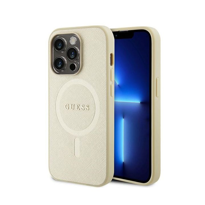 Guess GUHMP15XPSAHMCB iPhone 15 Pro Max 6.7" złoty/gold hardcase Saffiano MagSafe na NearMe.pl