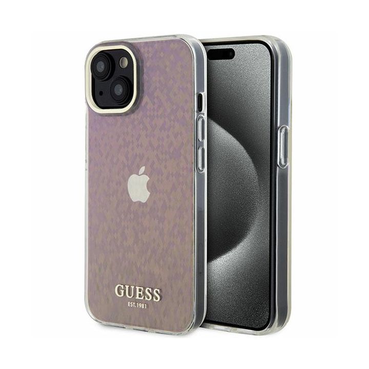 Guess GUHCP15SHDECMP iPhone 15 / 14 / 13 6.1" różowy/pink hardcase IML Faceted Mirror Disco Iridescent na NearMe.pl