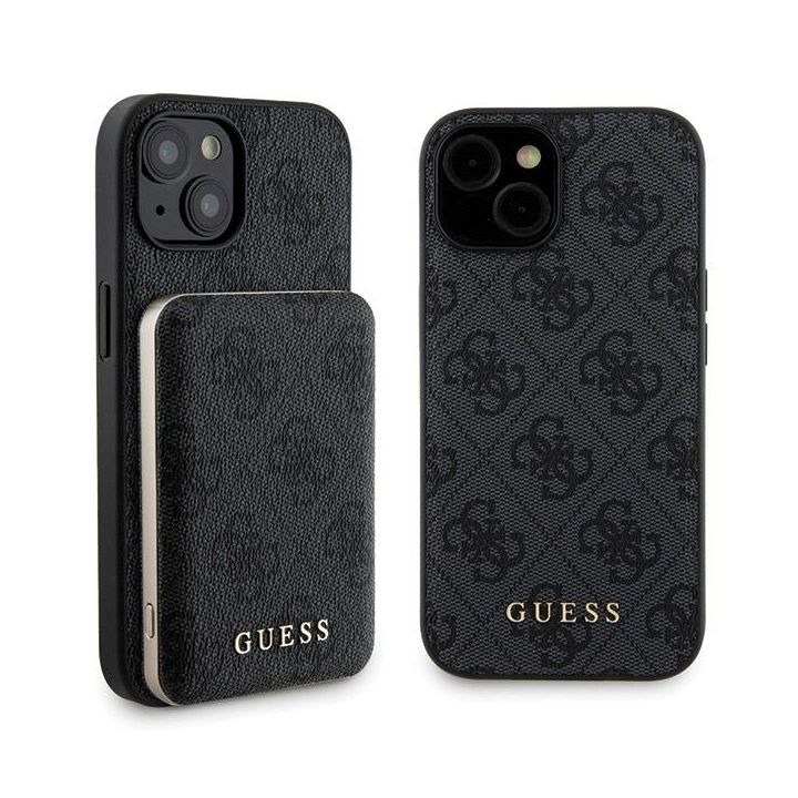 Zestaw Guess GUBPM5P15S4GEMGK iPhone15 6.1" hardcase + Powerbank 5000mAh MagSafe czarny/black 4G Metal Logo na NearMe.pl