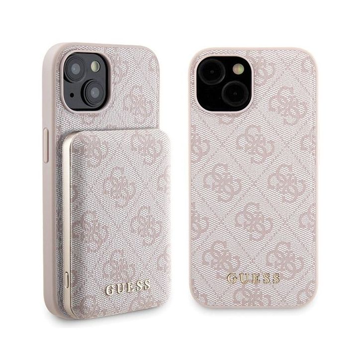 Zestaw Guess GUBPM5P15S4GEMGP iPhone15 6.1" hardcase + Powerbank 5000mAh MagSafe różowy/pink 4G Metal Logo na NearMe.pl
