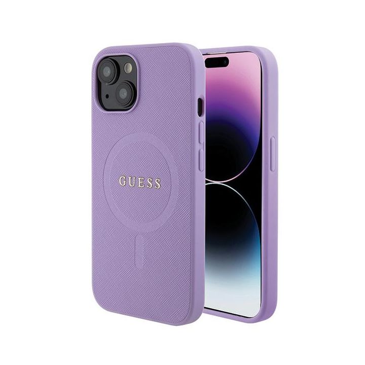 Guess GUHMP15SPSAHMCU iPhone 15 / 14 / 13 6.1" fioletowy/purple hardcase Saffiano MagSafe na NearMe.pl