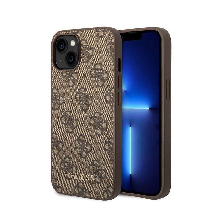 Guess GUHCP15MG4GFBR iPhone 15 Plus / 14 Plus 6.7" brązowy/brown hard case 4G Metal Gold Logo na NearMe.pl