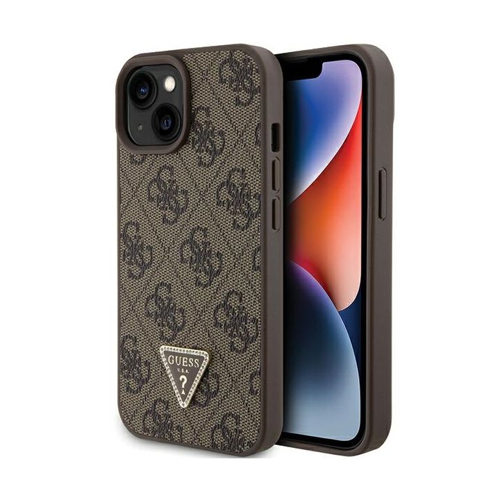 Guess GUHCP15SP4TDPW iPhone 15 / 14 / 13 6.1" brązowy/brown hardcase Leather 4G Triangle Strass na NearMe.pl
