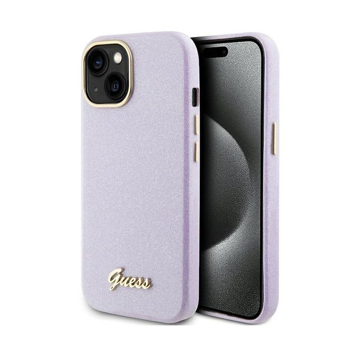 Guess GUHCP15SPGMCSL iPhone 15 / 14 / 13 6.1" liliowy/lilac hardcase Glitter Glossy Script na NearMe.pl