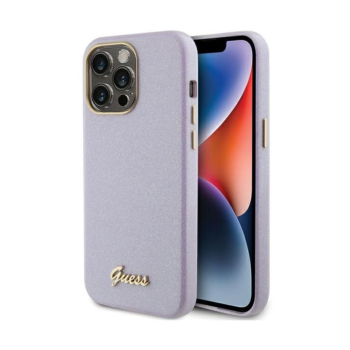 Guess GUHCP15XPGMCSL iPhone 15 Pro Max 6.7" liliowy/lilac hardcase Glitter Glossy Script na NearMe.pl
