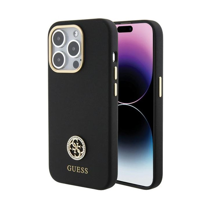 Guess GUHCP15LM4DGPK iPhone 15 Pro6.1" czarny/black hardcase Silicone Logo Strass 4G na NearMe.pl
