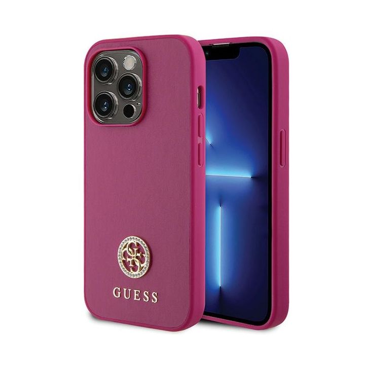 Guess GUHCP15LPS4DGPP iPhone 15 Pro 6.1" różowy/pink hardcase Strass Metal Logo na NearMe.pl