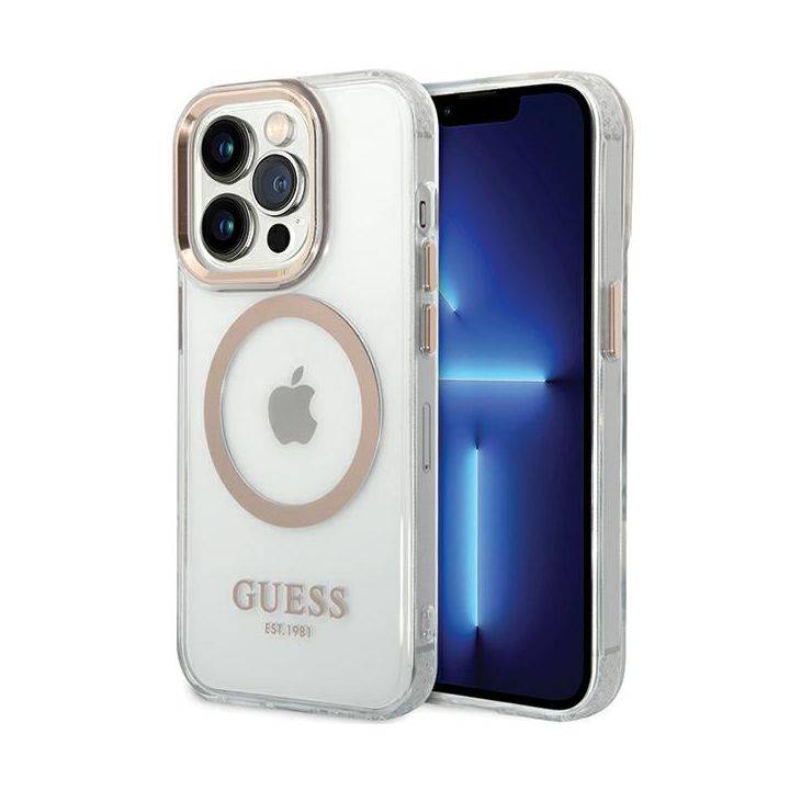 Guess GUHMP15LHTRMD iPhone 15 Pro 6.1"złoty/gold hard case Metal Outline Magsafe na NearMe.pl