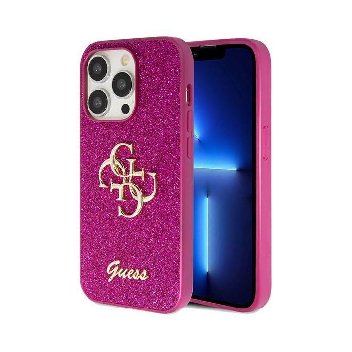 Guess GUHCP15LHG4SGU iPhone 15 Pro 6.1" fioletowy/purple hardcase Glitter Script Big 4G na NearMe.pl