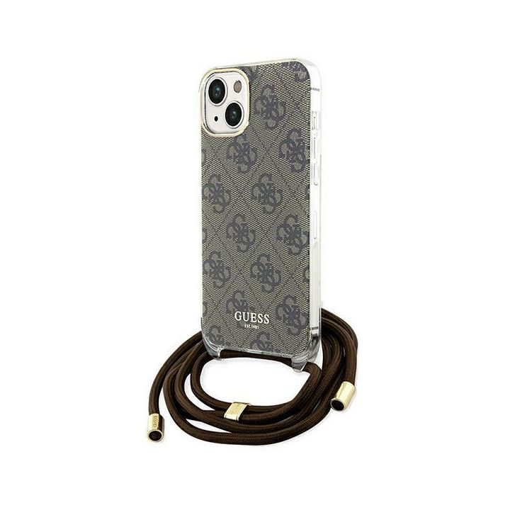 Guess GUHCP15SHC4SEW iPhone 15 / 14 / 13 6.1" brązowy/brown hardcase Crossbody Cord 4G Print na NearMe.pl