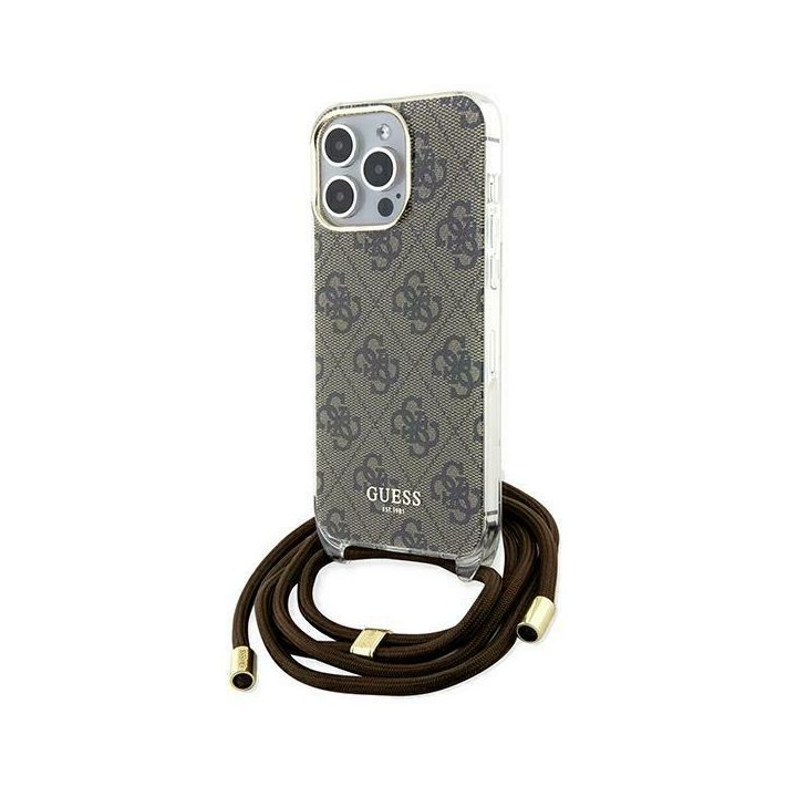 Guess GUHCP15LHC4SEW iPhone 15 Pro 6.1" brązowy/brown hardcase Crossbody Cord 4G Print na NearMe.pl