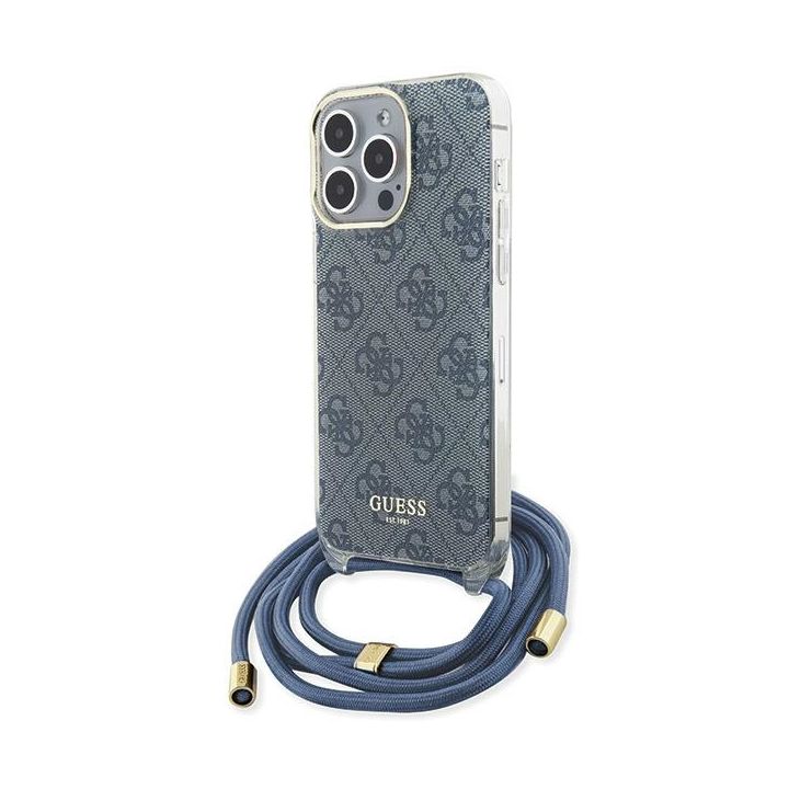 Guess GUHCP15LHC4SEB iPhone 15 Pro 6.1" niebieski/blue hardcase Crossbody Cord 4G Print na NearMe.pl
