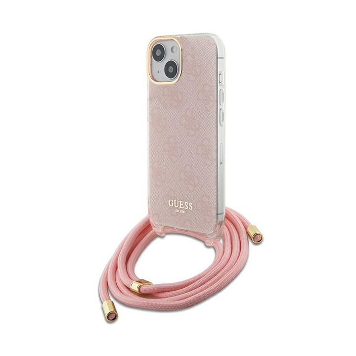 Guess GUHCP15SHC4SEP iPhone 15 / 14 / 13 6.1" różowy/pink hardcase Crossbody Cord 4G Print na NearMe.pl