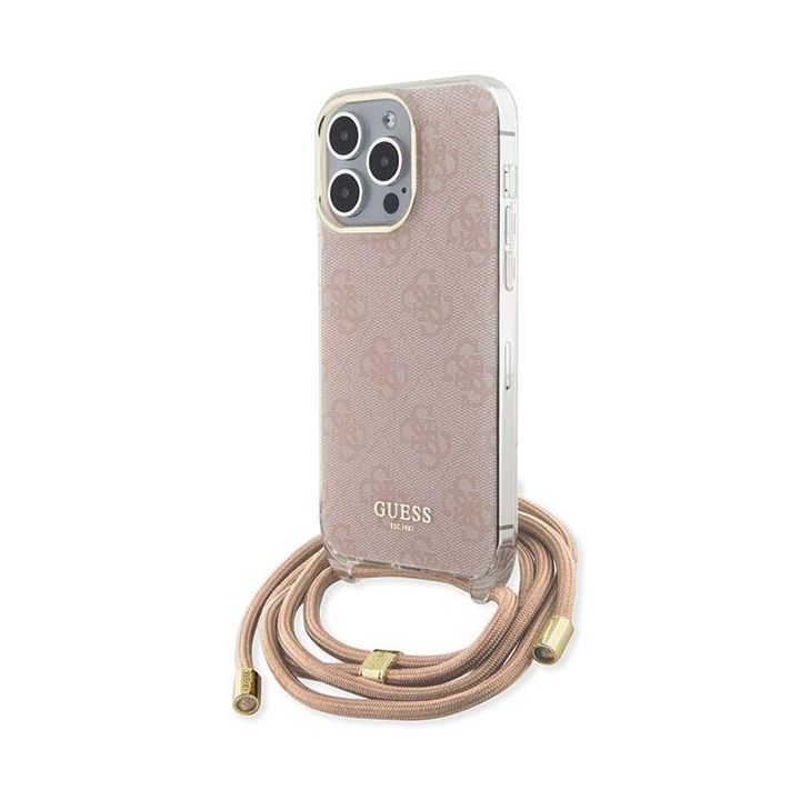 Guess GUHCP15XHC4SEP iPhone 15 Pro Max 6.7" różowy/pink hardcase Crossbody Cord 4G Print na NearMe.pl