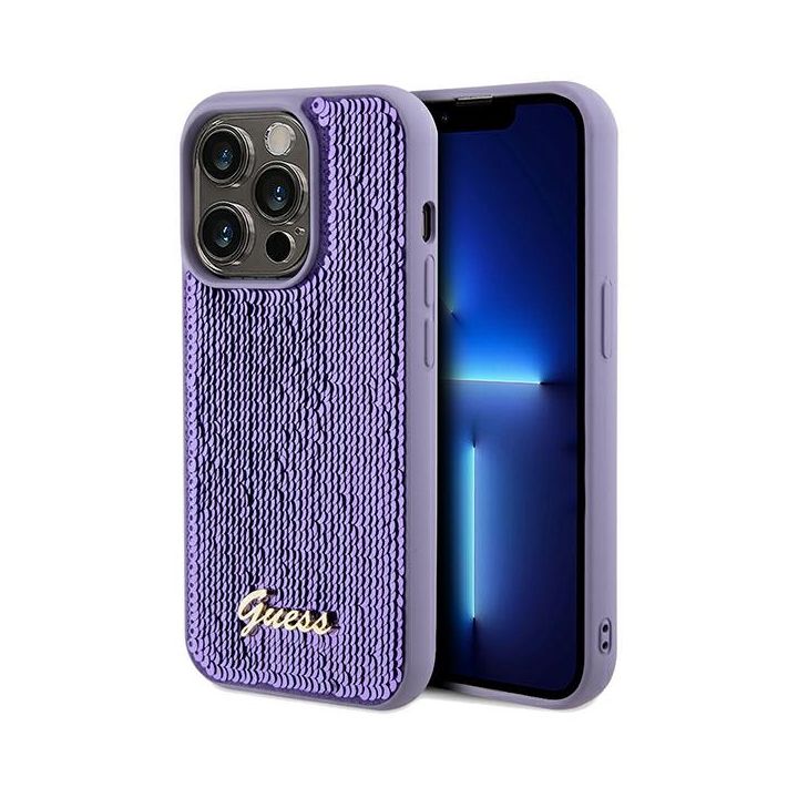 Guess GUHCP14XPSFDGSU iPhone 14 Pro Max 6.7" fioletowy/purple hardcase Sequin Script Metal na NearMe.pl