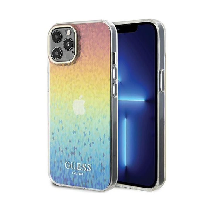 Guess GUHCP12MHDECMI iPhone 12/12 Pro 6.1" wielokolorowy hardcase IML Faceted Mirror Disco Iridescent na NearMe.pl