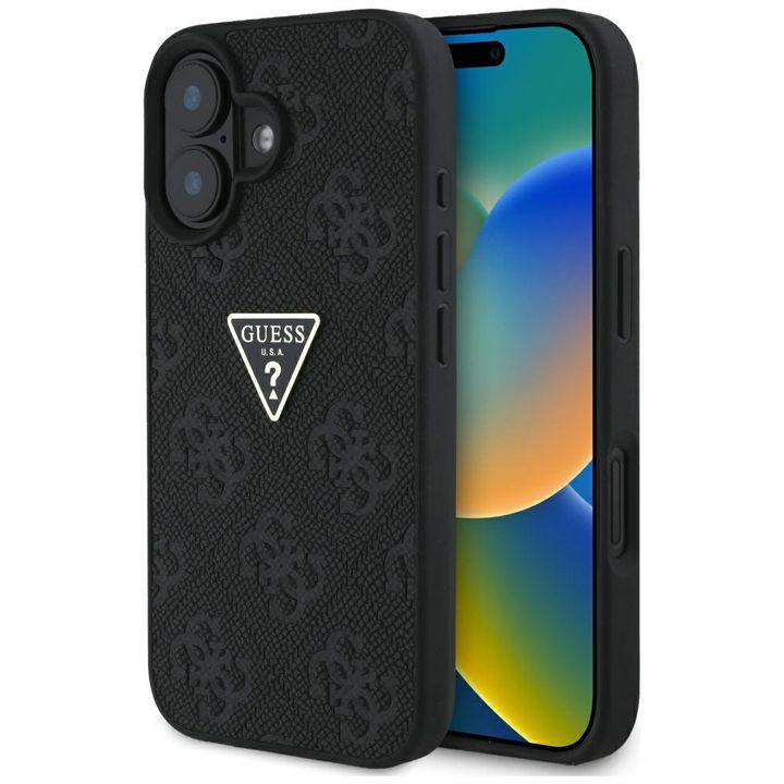 Etui Guess Hot Stamp 4G Pattern Triangle Metal Logo do iPhone 16 czarny na NearMe.pl