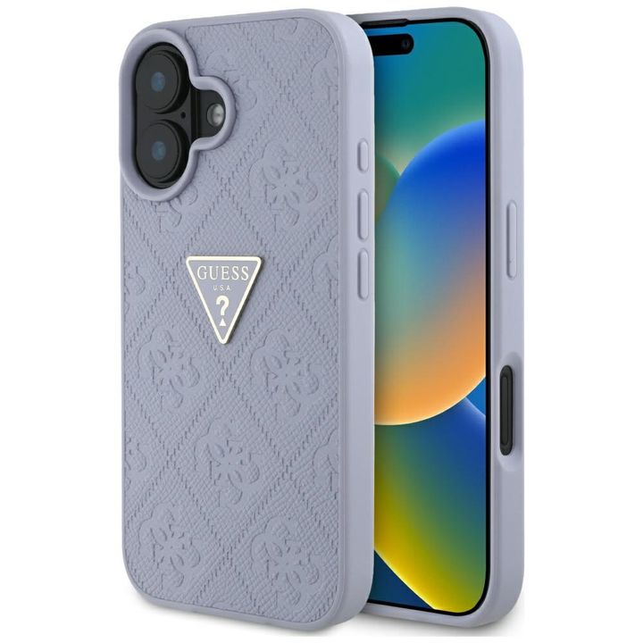 Etui Guess Hot Stamp 4G Pattern Triangle Metal Logo do iPhone 16 fioletowy na NearMe.pl