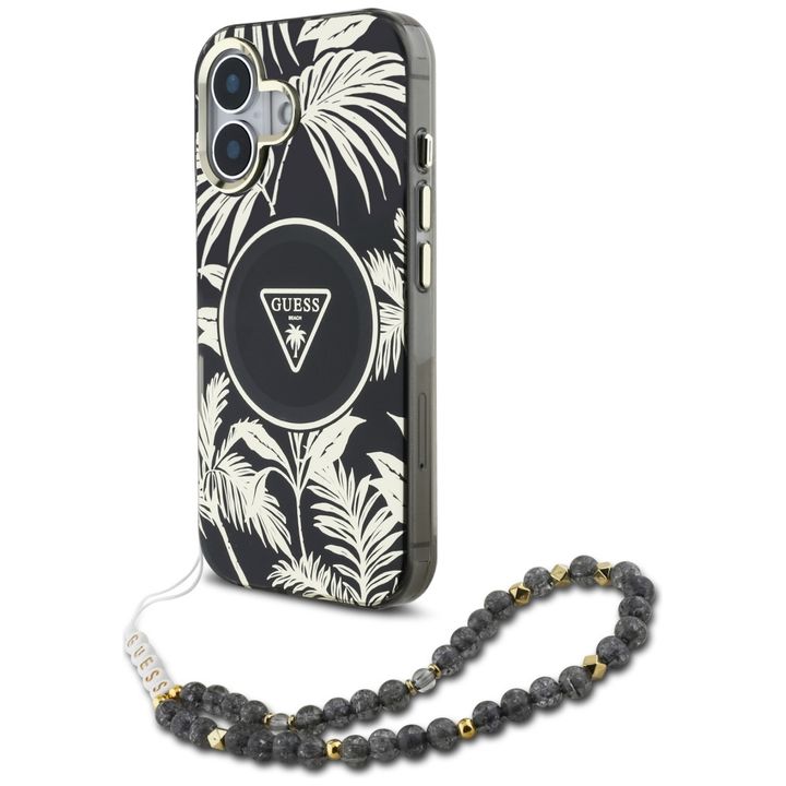 Etui Guess Palm Trees Triangle Pearl     Strap MagSafe do iPhone 16 czarny na NearMe.pl