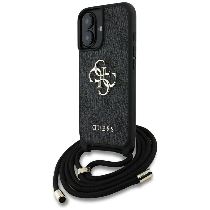 Etui Guess 4G Big Logo Cord Stap         Crossbody do iPhone 16 Plus czarny na NearMe.pl