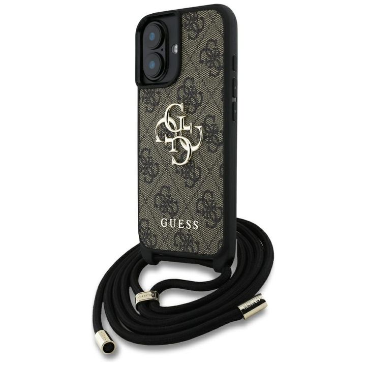 Etui Guess 4G Big Logo Cord Stap         Crossbody do iPhone 16 Plus brązowy na NearMe.pl