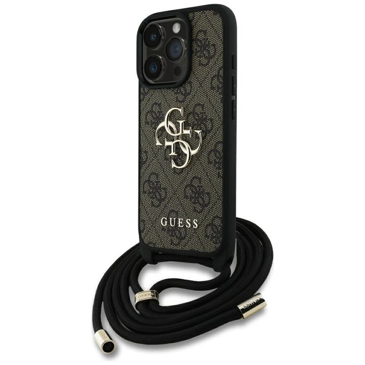 Etui Guess 4G Big Logo Cord Stap         Crossbody do iPhone 16 Pro Max brązowy na NearMe.pl