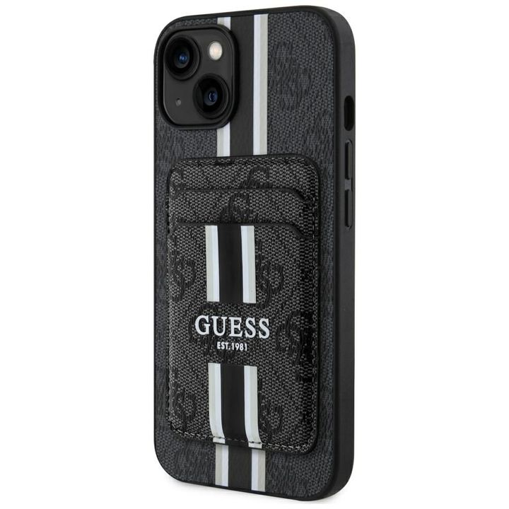 Etui Guess 4G Stripes z portfelem        Magsafe do iPhone 15 czarny na NearMe.pl