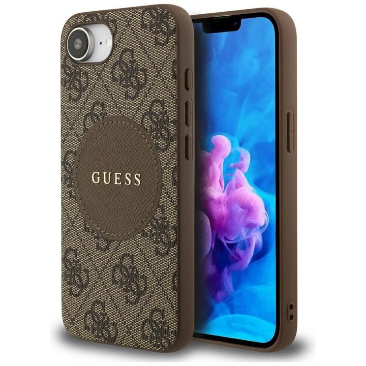 Etui Guess 4G Circle Classic Logo        MagSafe do iPhone 16e / 17e brązowy na NearMe.pl