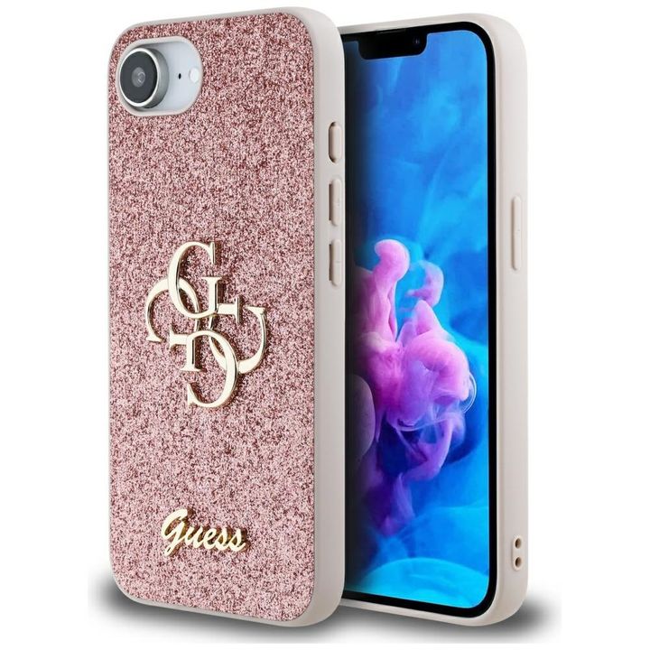 Etui Guess Fixed Glitter Big 4G do       iPhone 16e / 17e różowy na NearMe.pl