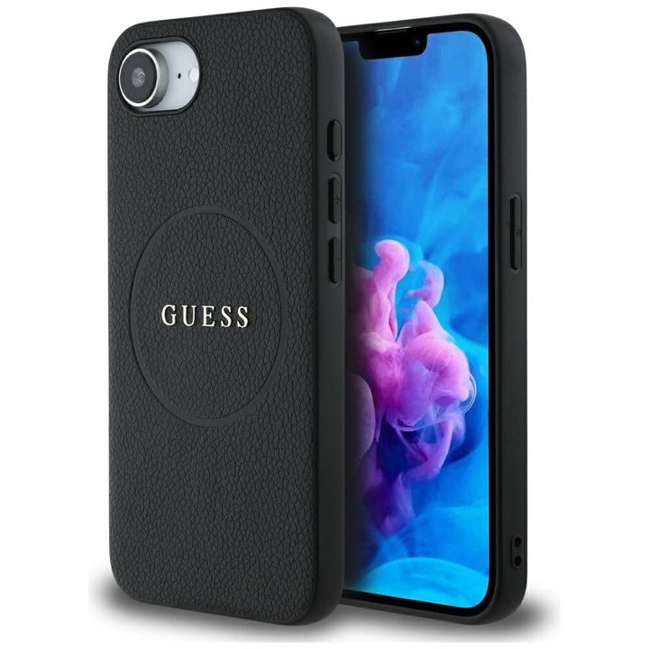 Etui Guess Grained Ring MagSafe do       iPhone 16e / 17e czarny na NearMe.pl