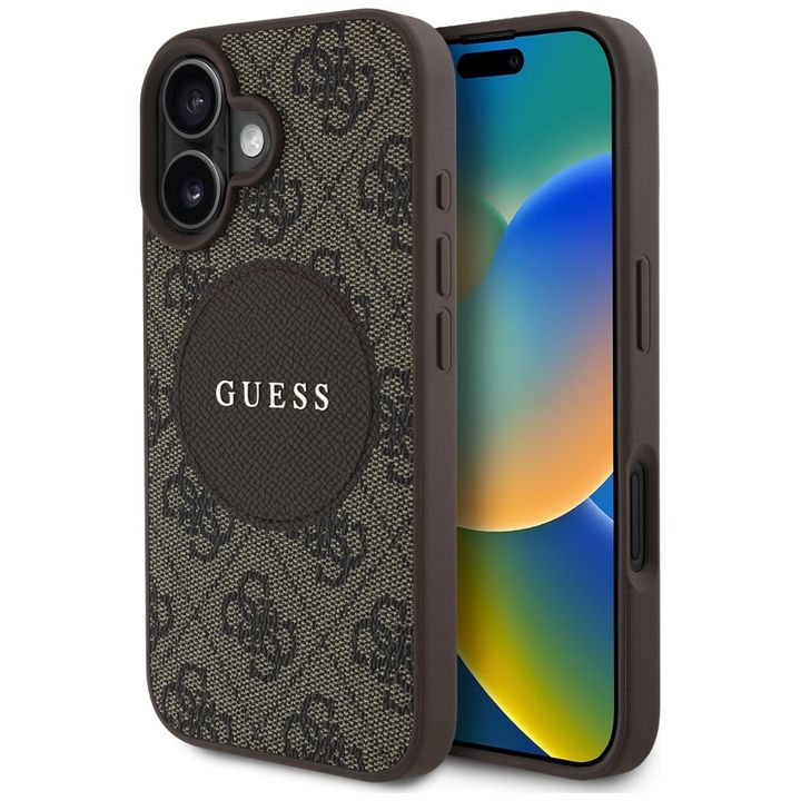 Etui Guess 4G Circle Classic Logo        MagSafe do iPhone 16 brązowy na NearMe.pl