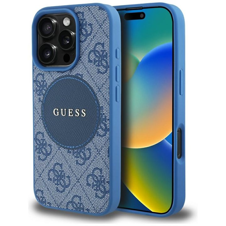 Etui Guess 4G Circle Classic Logo        MagSafe do iPhone 16 Pro Max niebieski na NearMe.pl