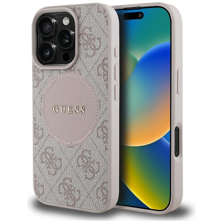 Etui Guess 4G Circle Classic Logo        MagSafe do iPhone 16 Pro różowy na NearMe.pl