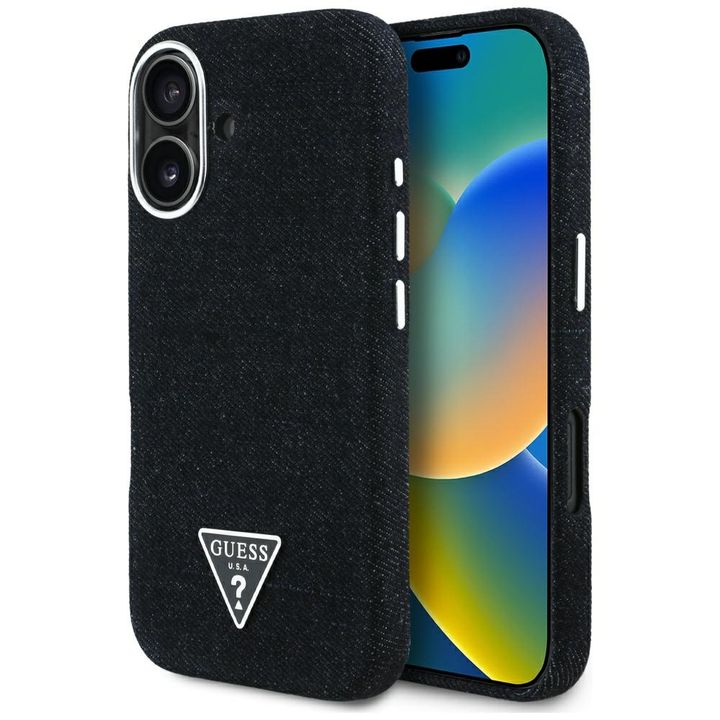 Etui Guess Denim Triangle Logo MagSafe   do iPhone 16 czarny na NearMe.pl