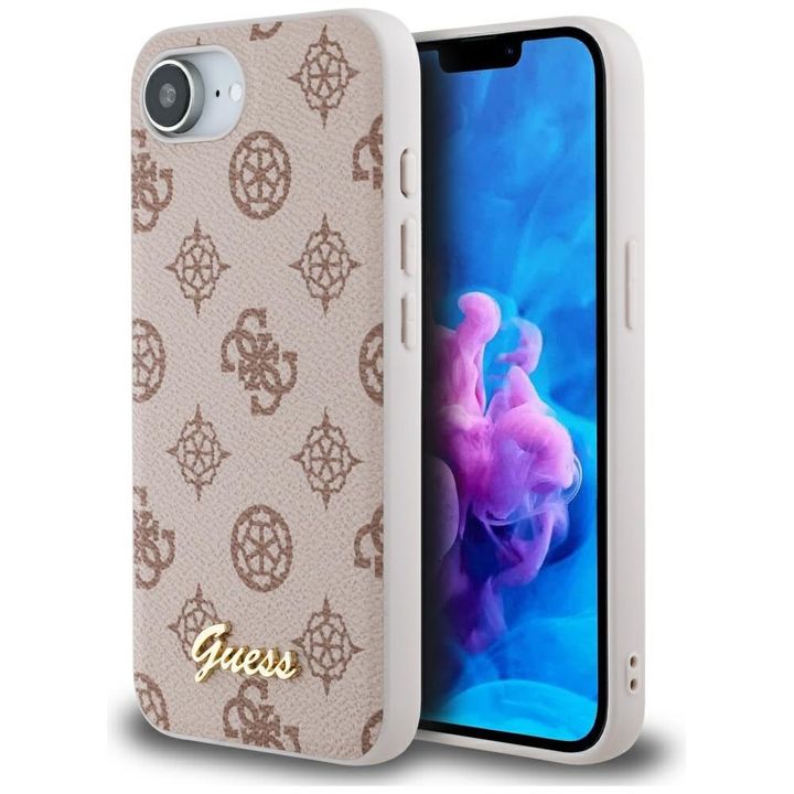 Etui Guess Peony Script Logo MagSafe do  iPhone 16e / 17e brązowy na NearMe.pl