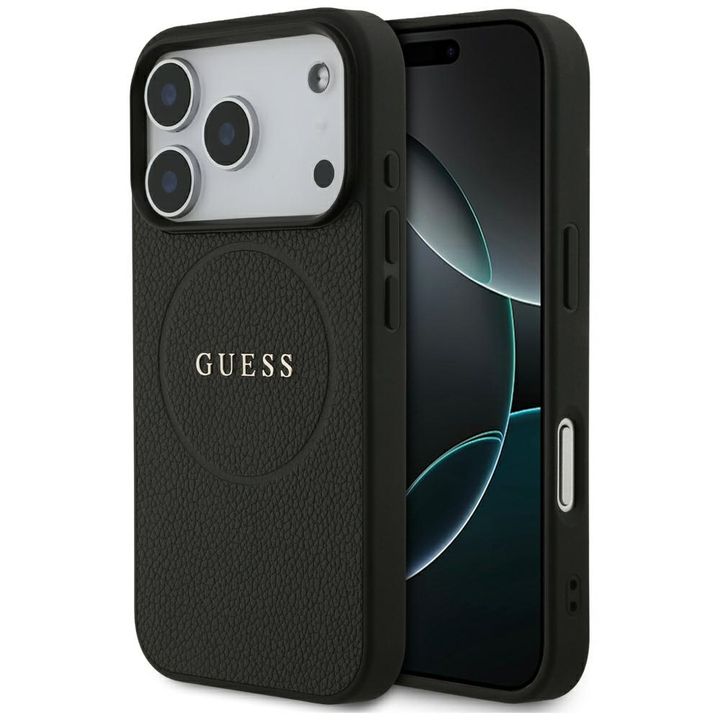 Etui Guess Grained Ring MagSafe do       iPhone 17 Pro czarny na NearMe.pl