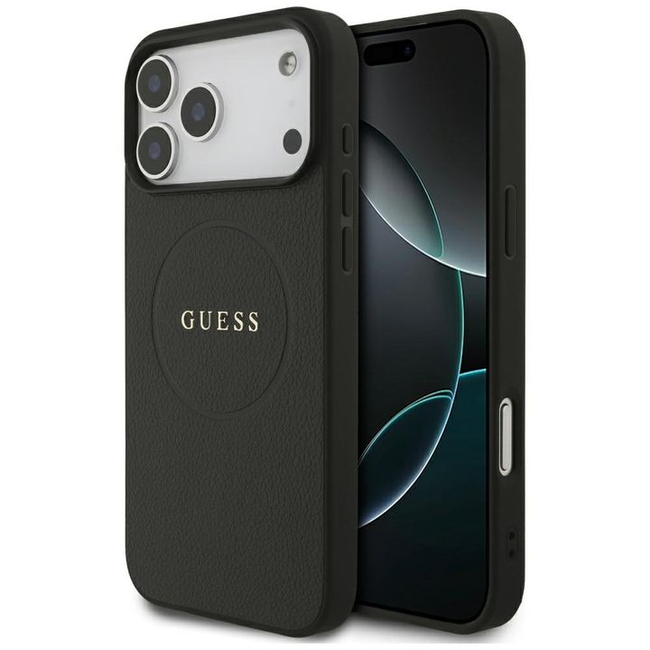 Etui Guess Grained Ring MagSafe do       iPhone 17 Pro Max czarny na NearMe.pl