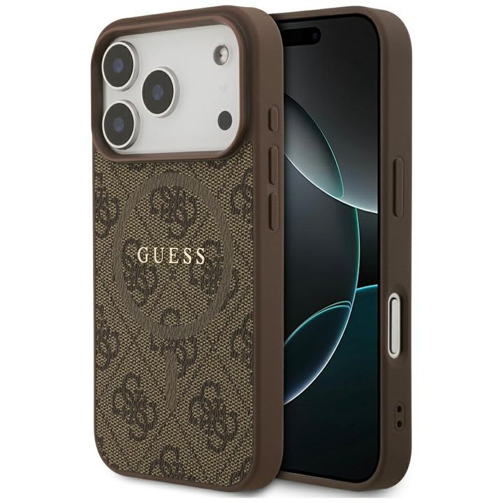 Etui Guess 4G Ring Classic Logo MagSafe  do iPhone 17 Pro brązowy na NearMe.pl