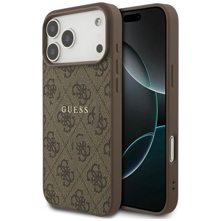 Etui Guess 4G Ring Classic Logo MagSafe  do iPhone 17 Pro Max brązowy na NearMe.pl
