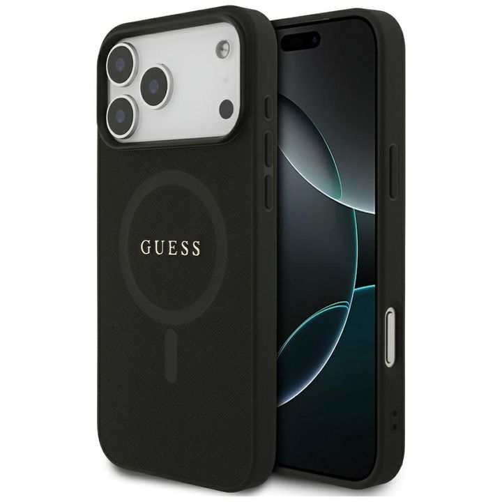 Etui Guess Saffiano Classic Logo MagSafe do iPhone 17 Pro Max czarny na NearMe.pl